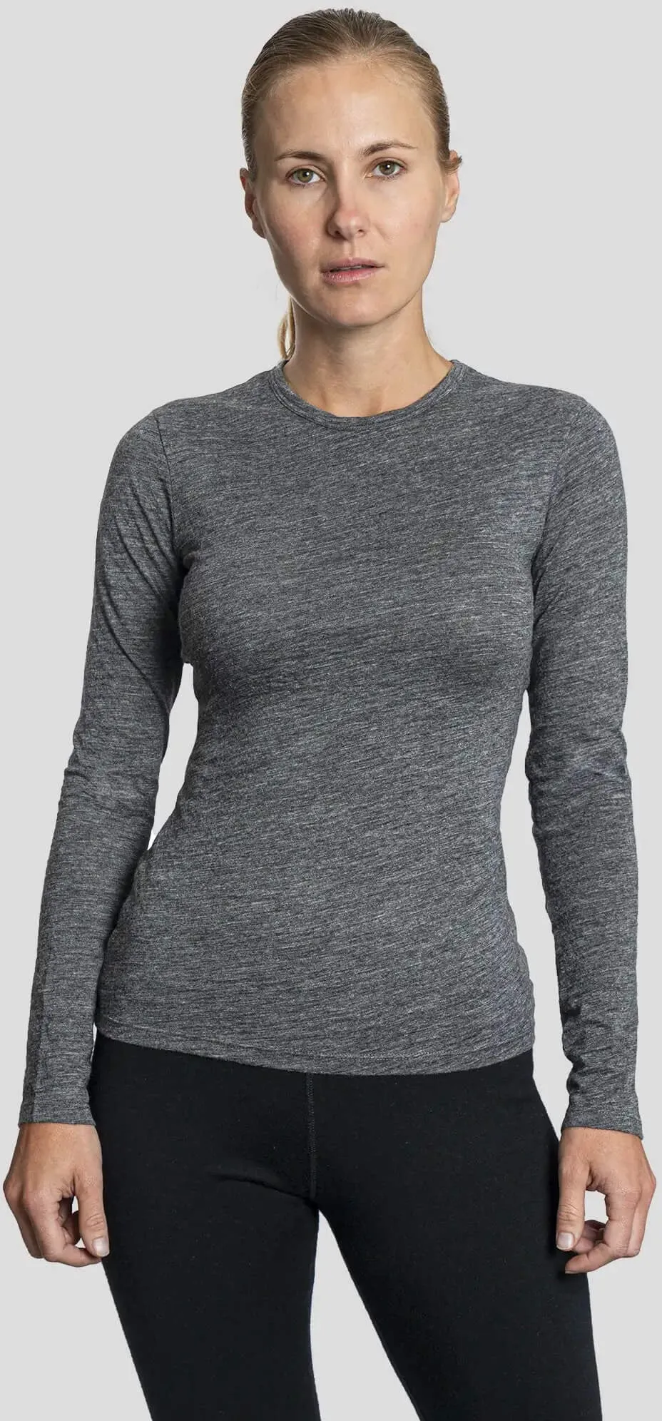 160 Ultralight Alpaca Long Sleeve Basic Shirt - Women's Arms of Andes ,  grey