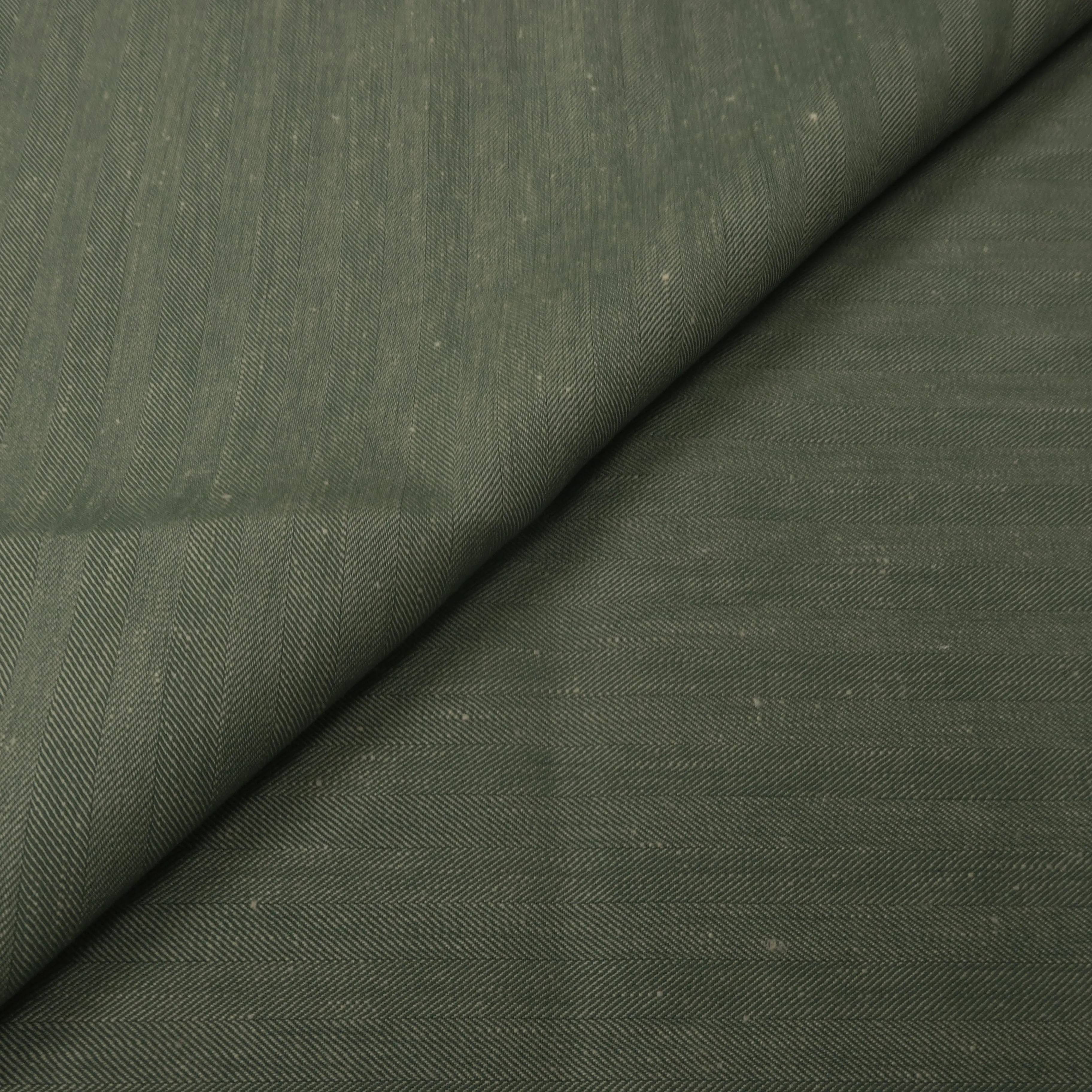 4 YDS Pewter Green Crosshatch Wool and Linen Loro Piana Fabric