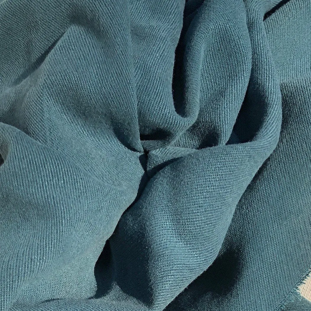 58" 100% Tencel Lyocell Gabardine Twill Enzymed Wash Medium Weight Marine Teal Blue Woven Fabric By the Yard