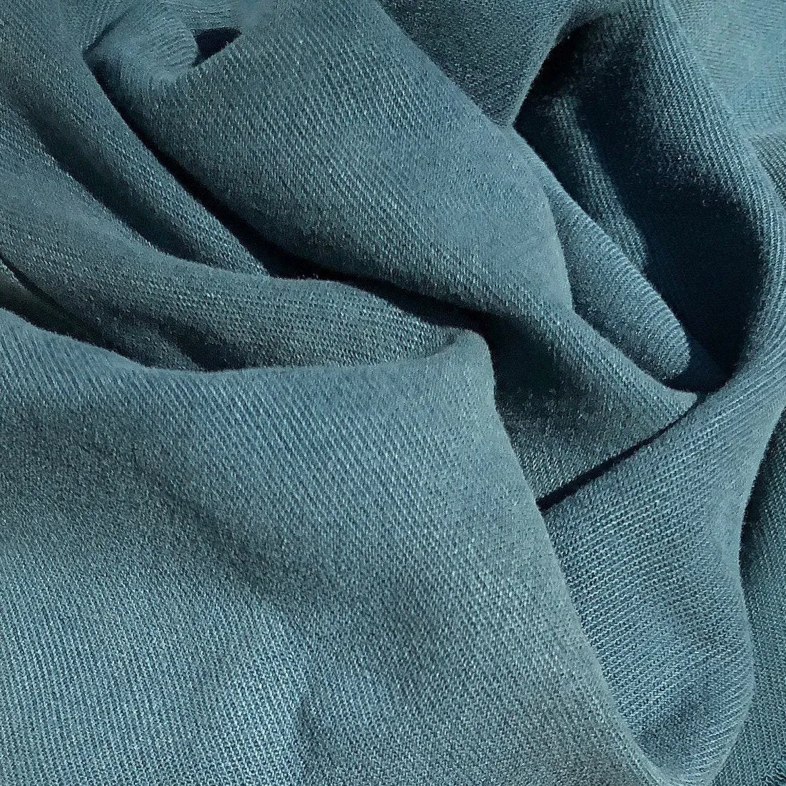 58" 100% Tencel Lyocell Gabardine Twill Enzymed Wash Medium Weight Marine Teal Blue Woven Fabric By the Yard