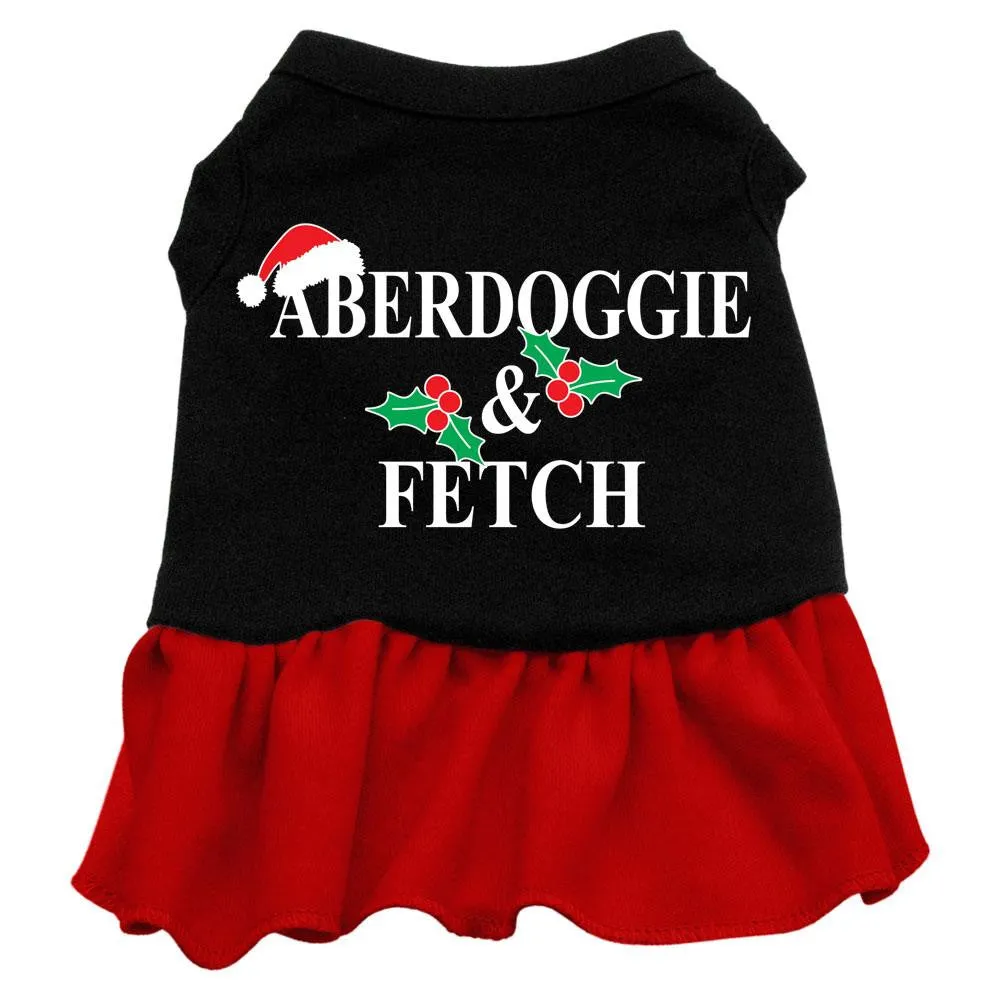 Aberdoggie Christmas Screen Print Dress Black with Red Sm (10)