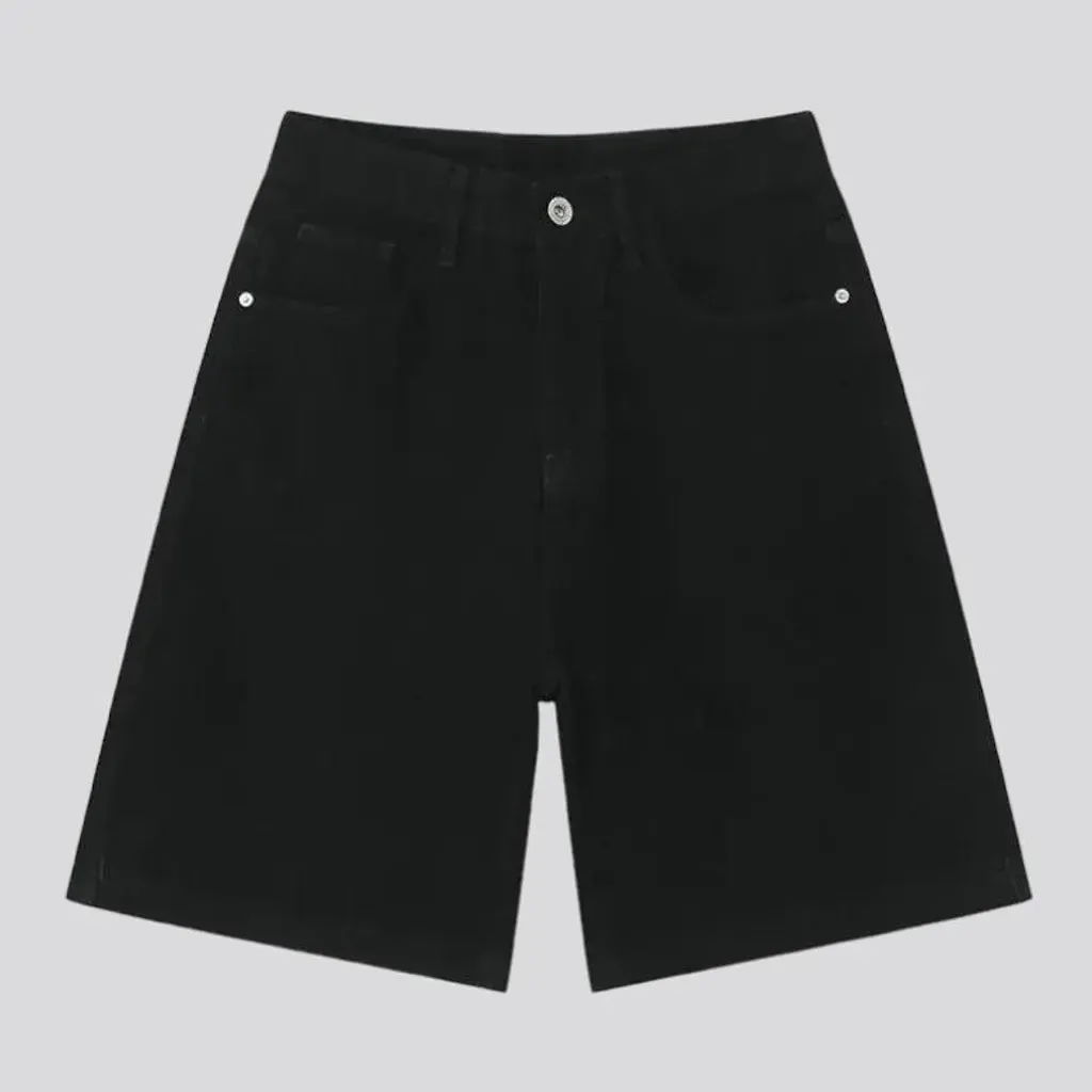 Baggy high-waist men's denim shorts