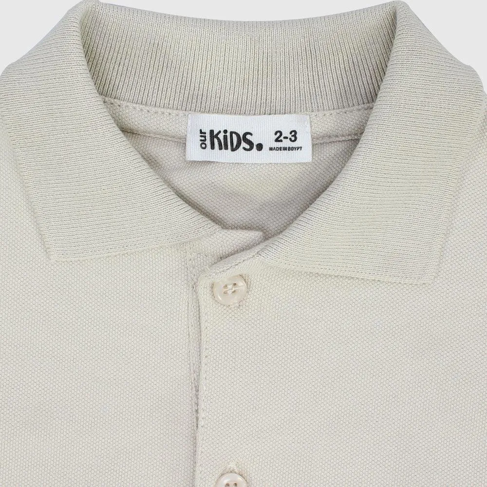 Beige Short-Sleeved Polo Shirt