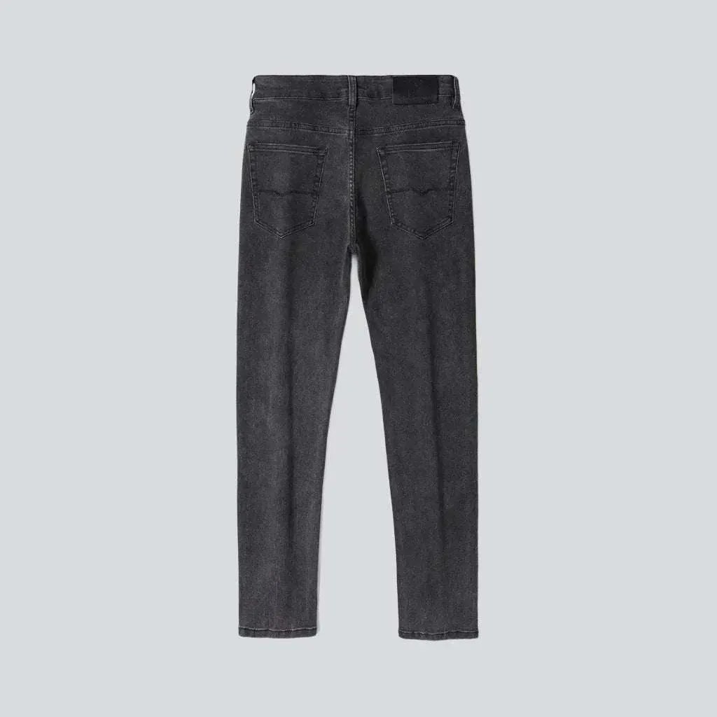 Black grey slim men's jeans