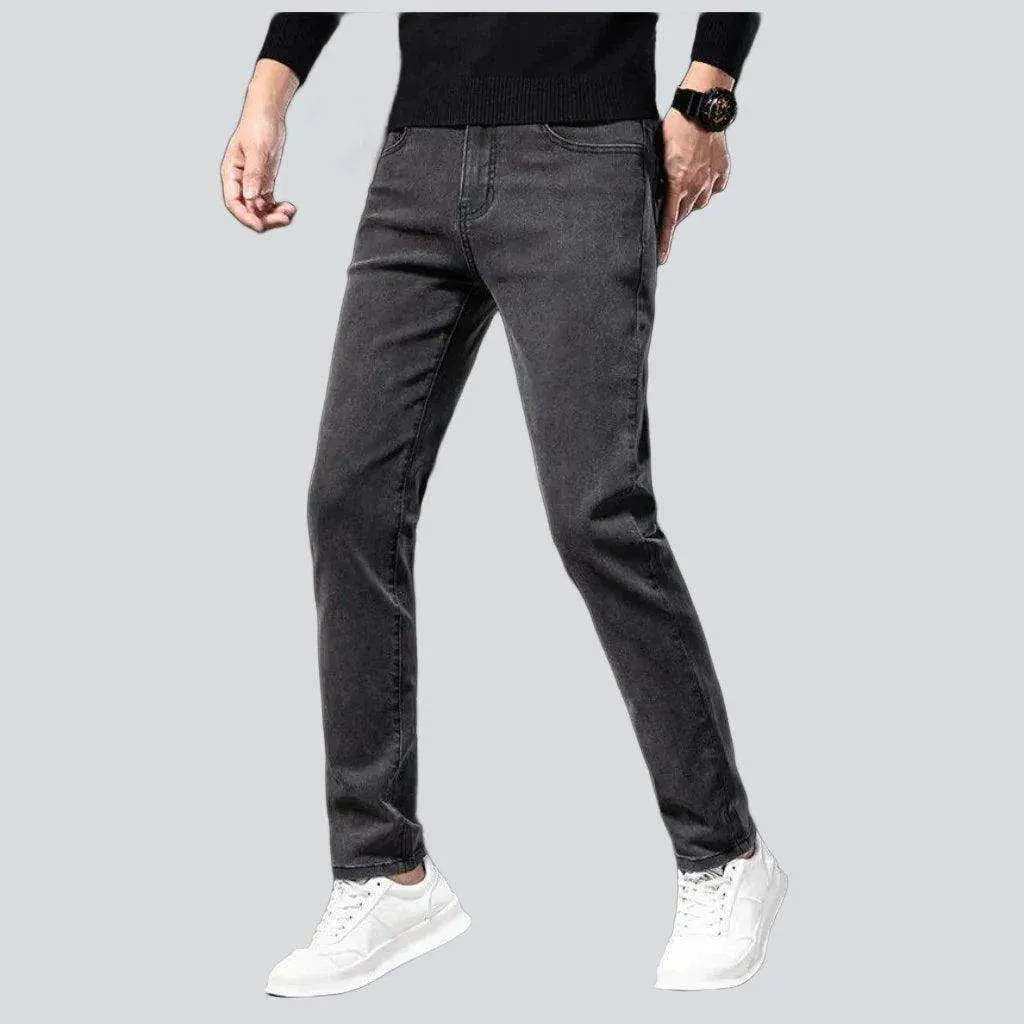 Black grey slim men's jeans