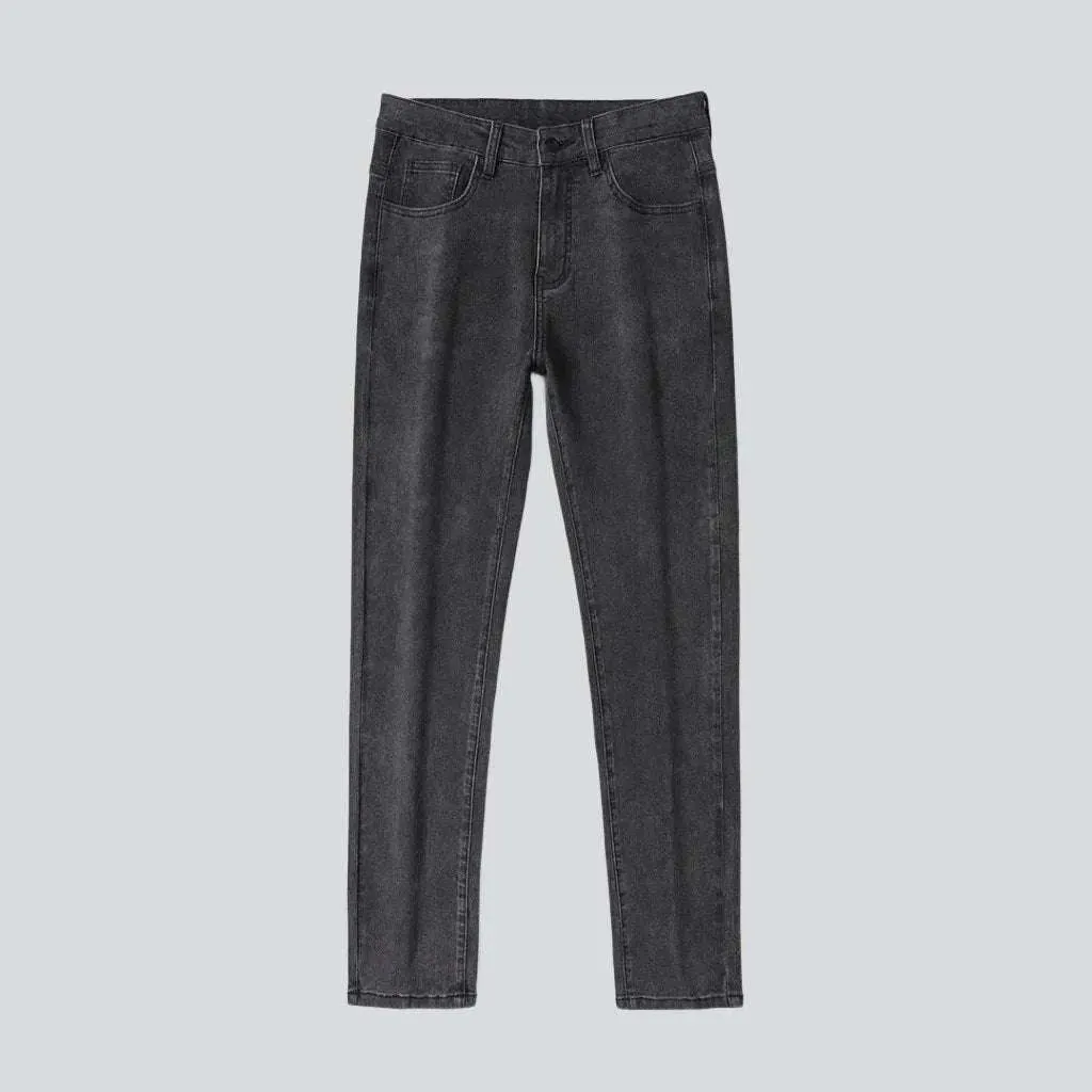 Black grey slim men's jeans