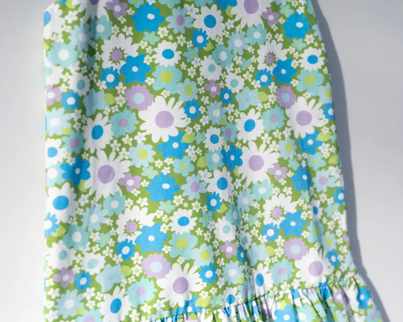 Blue And Green Flower Power Drop Waist Dress For Babies, Toddler And Girls