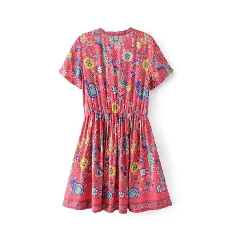 Bohemian floral long shirt / Short Dress