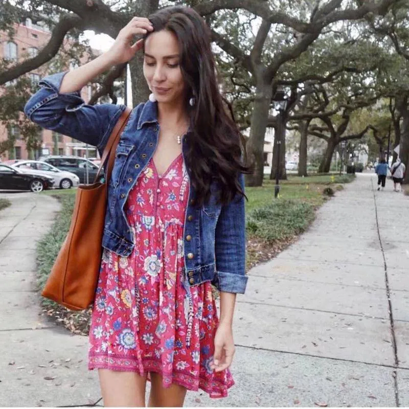 Bohemian floral long shirt / Short Dress