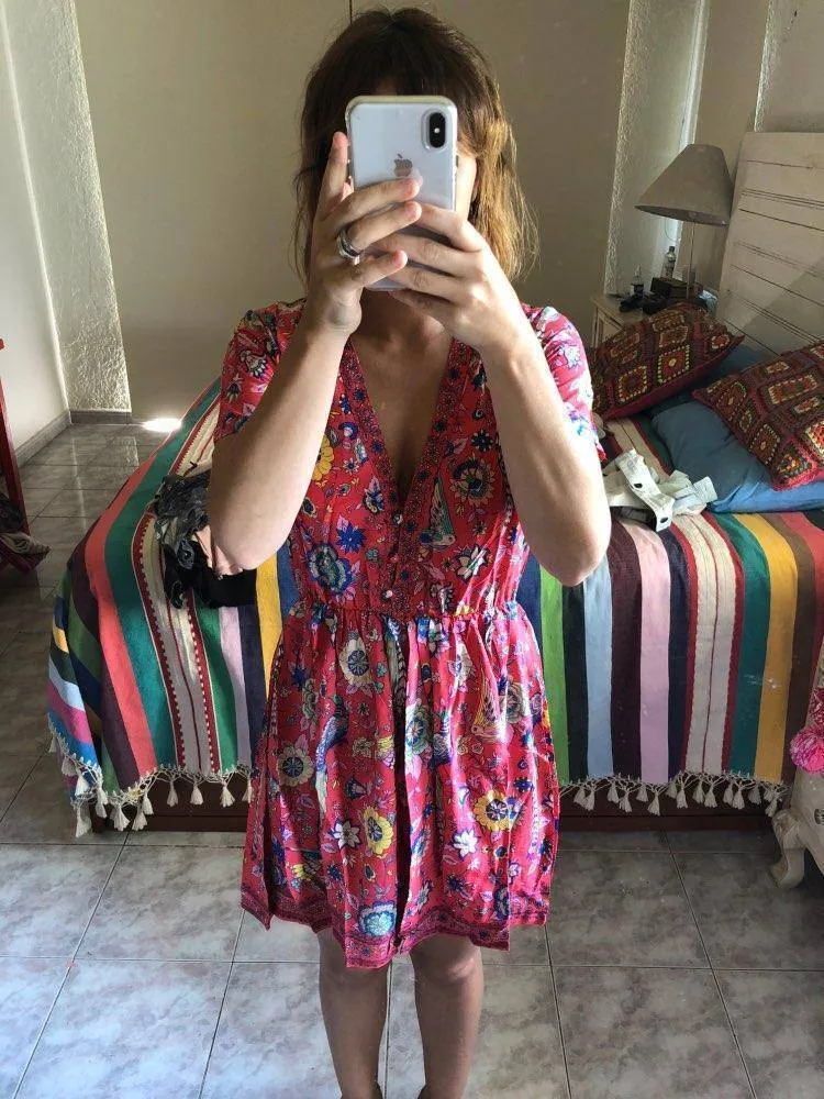 Bohemian floral long shirt / Short Dress