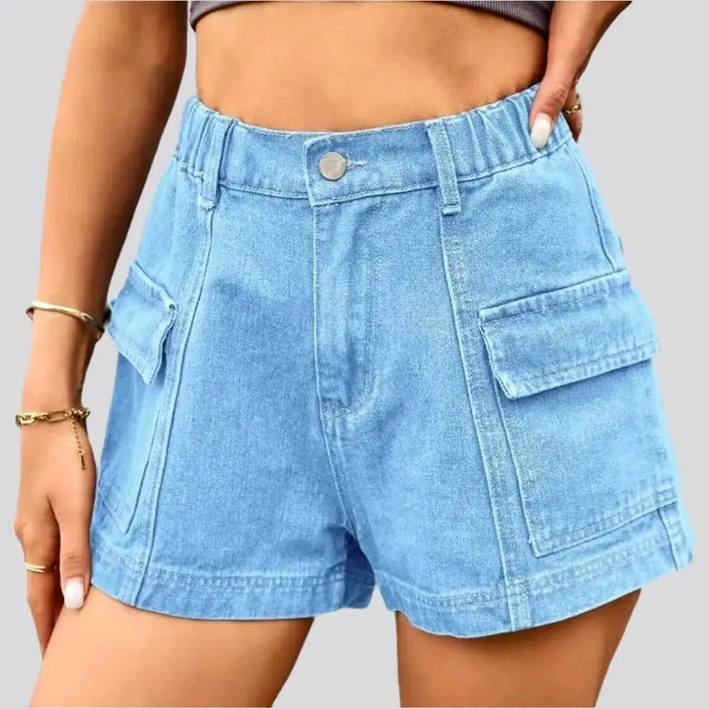 Color women's denim shorts