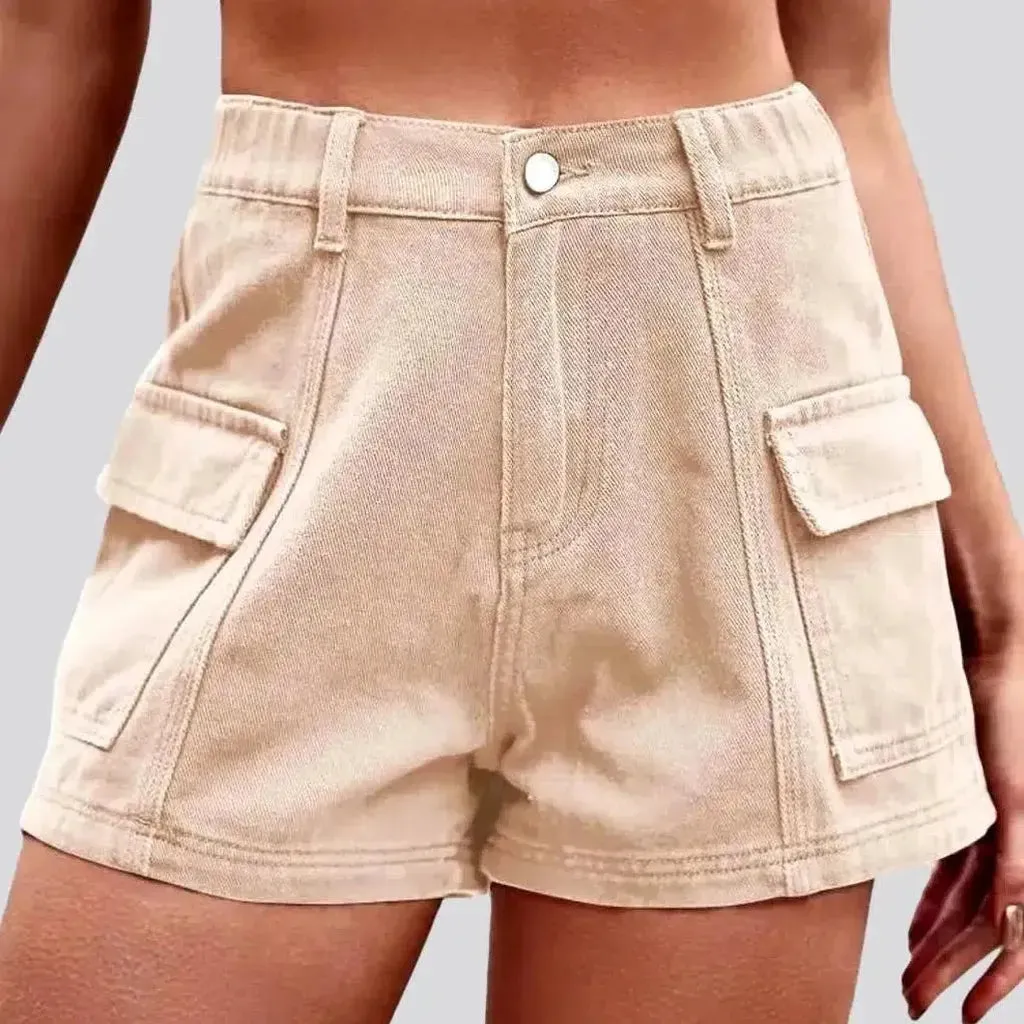 Color women's denim shorts