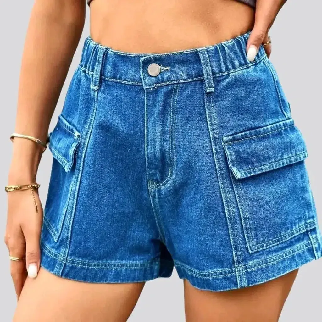 Color women's denim shorts