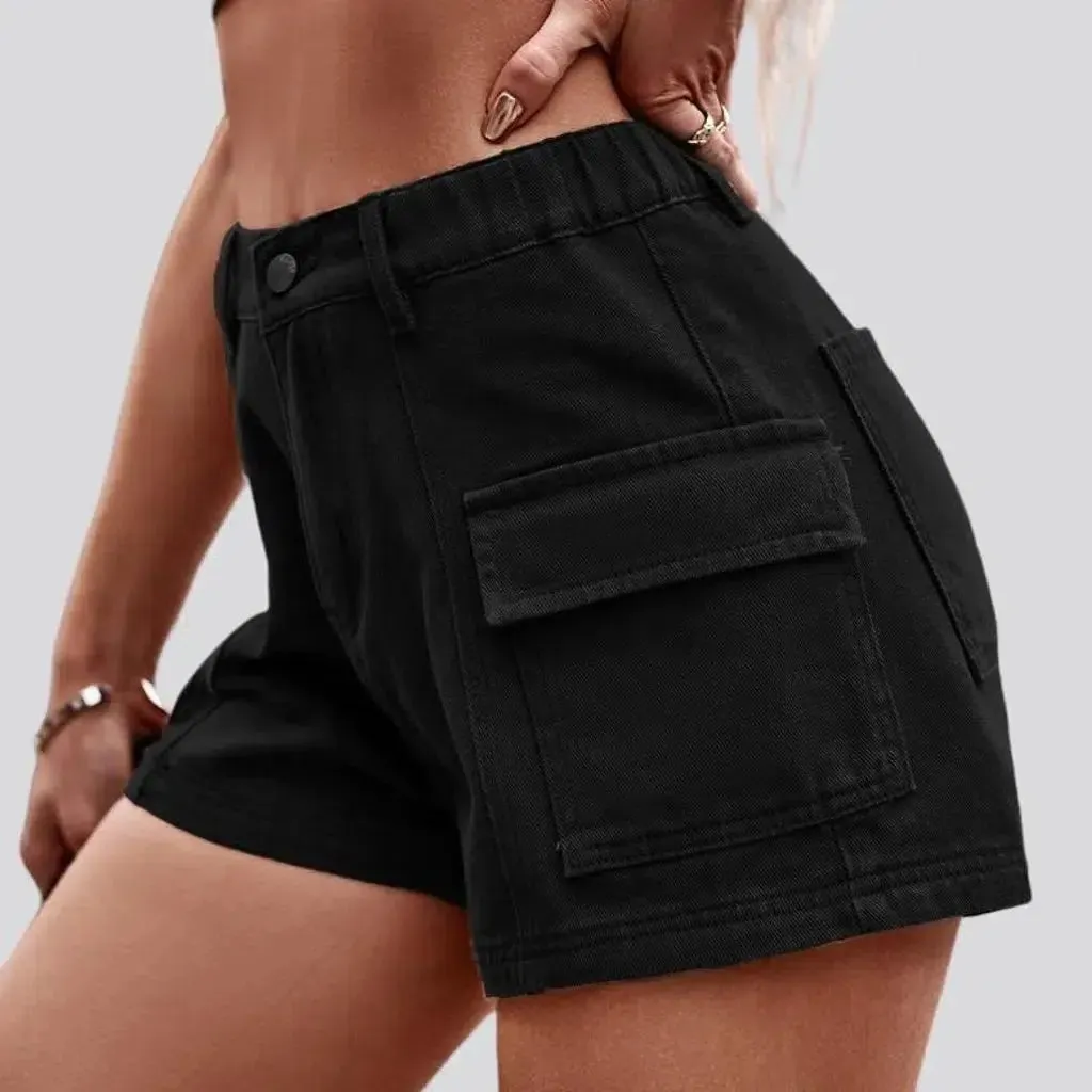 Color women's denim shorts