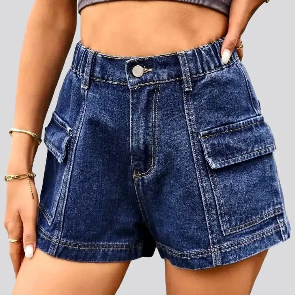 Color women's denim shorts