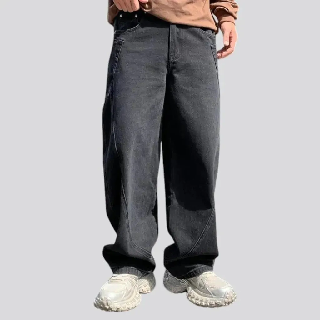 Comfortable baggy fit boho men's denim pants