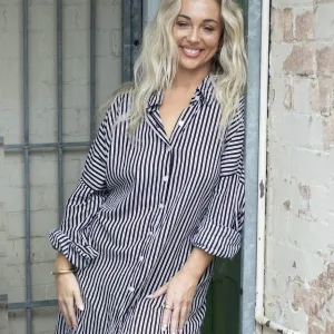 Cotton Shirt Dress – Black & White