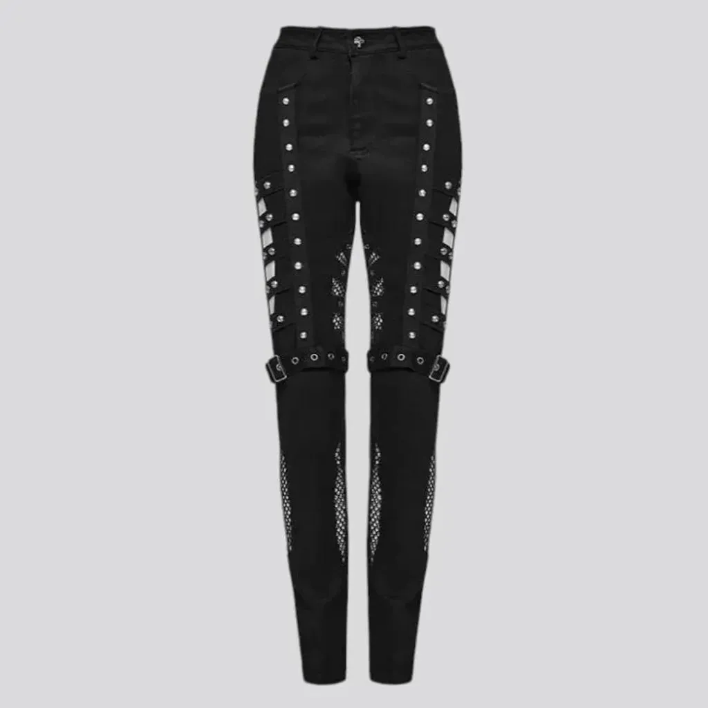 Embellished cutout mid rise women's jeans