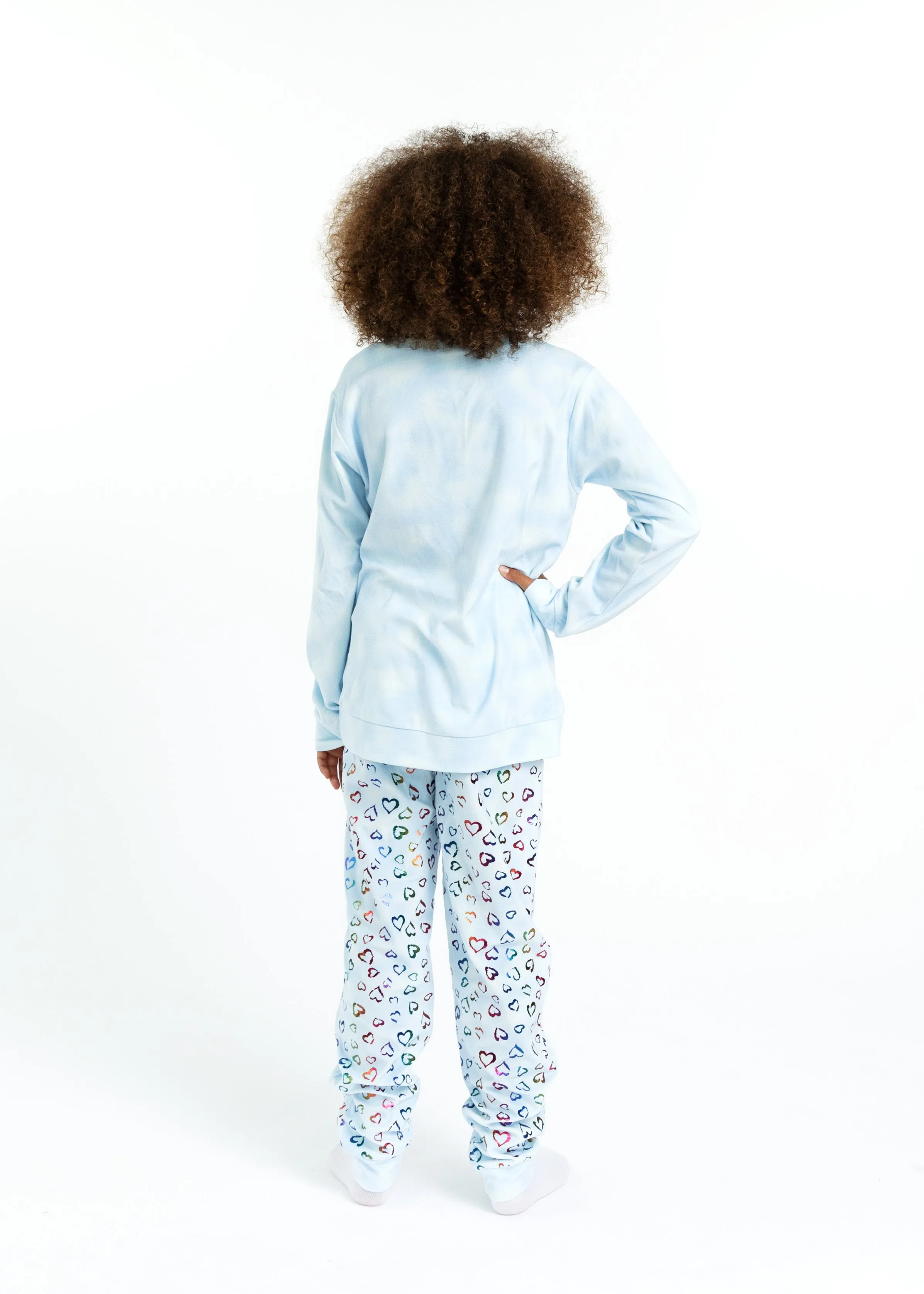 Girls Rainbow Love Velour 2-Piece Pajama Pant Sleep Set