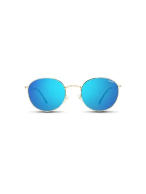 Greenwich Sunglasses - Gold Metal Frame - Blue Lens