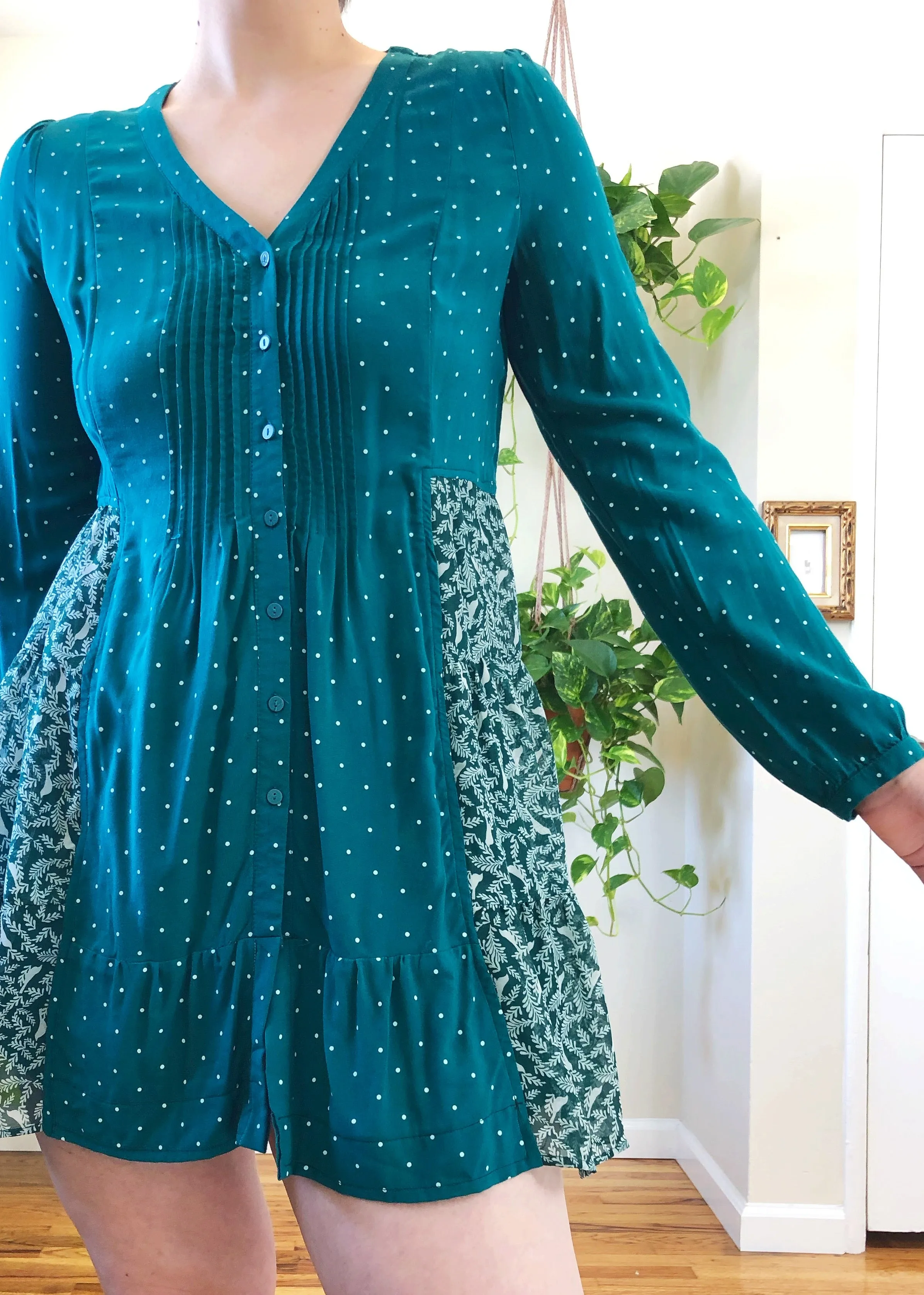 Handmade Teal Button Front Babydoll - M/L