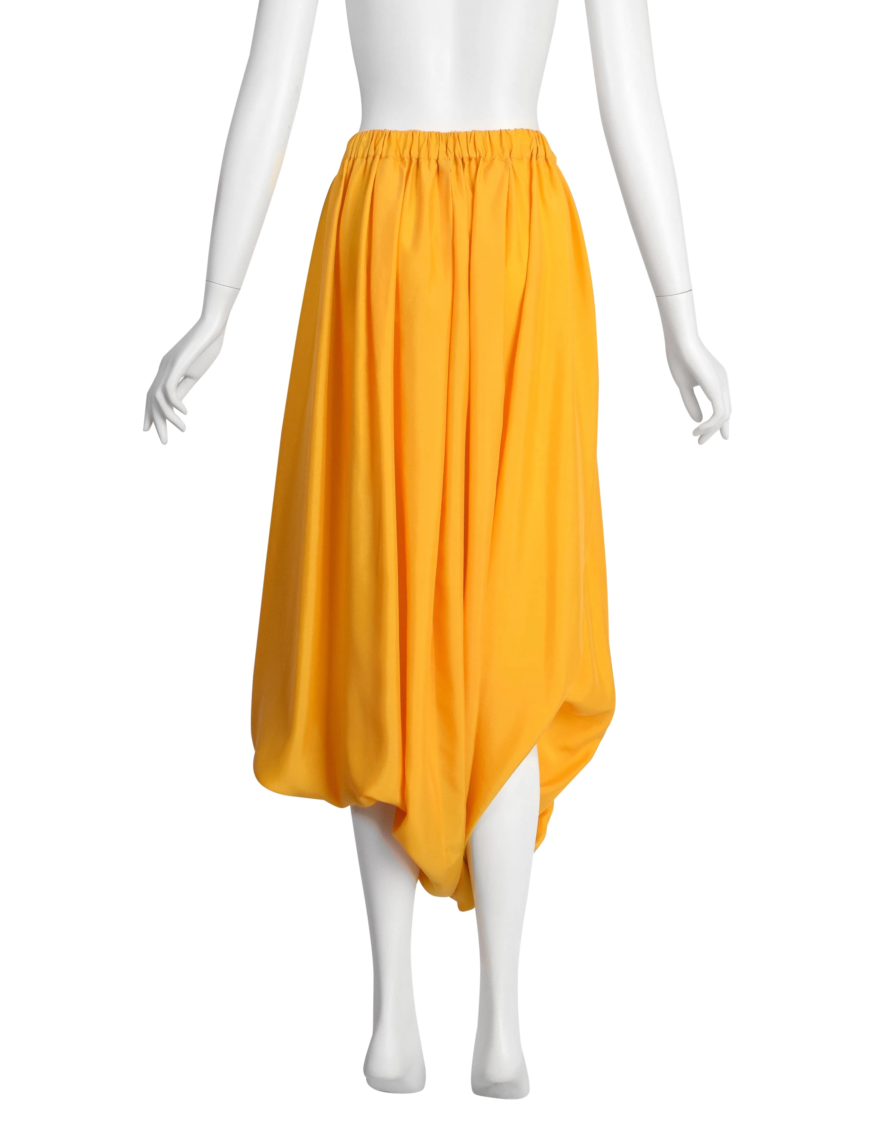 Issey Miyake Vintage 1980s Yellow Silk Oversized Top and Harem Pant Ensemble Set