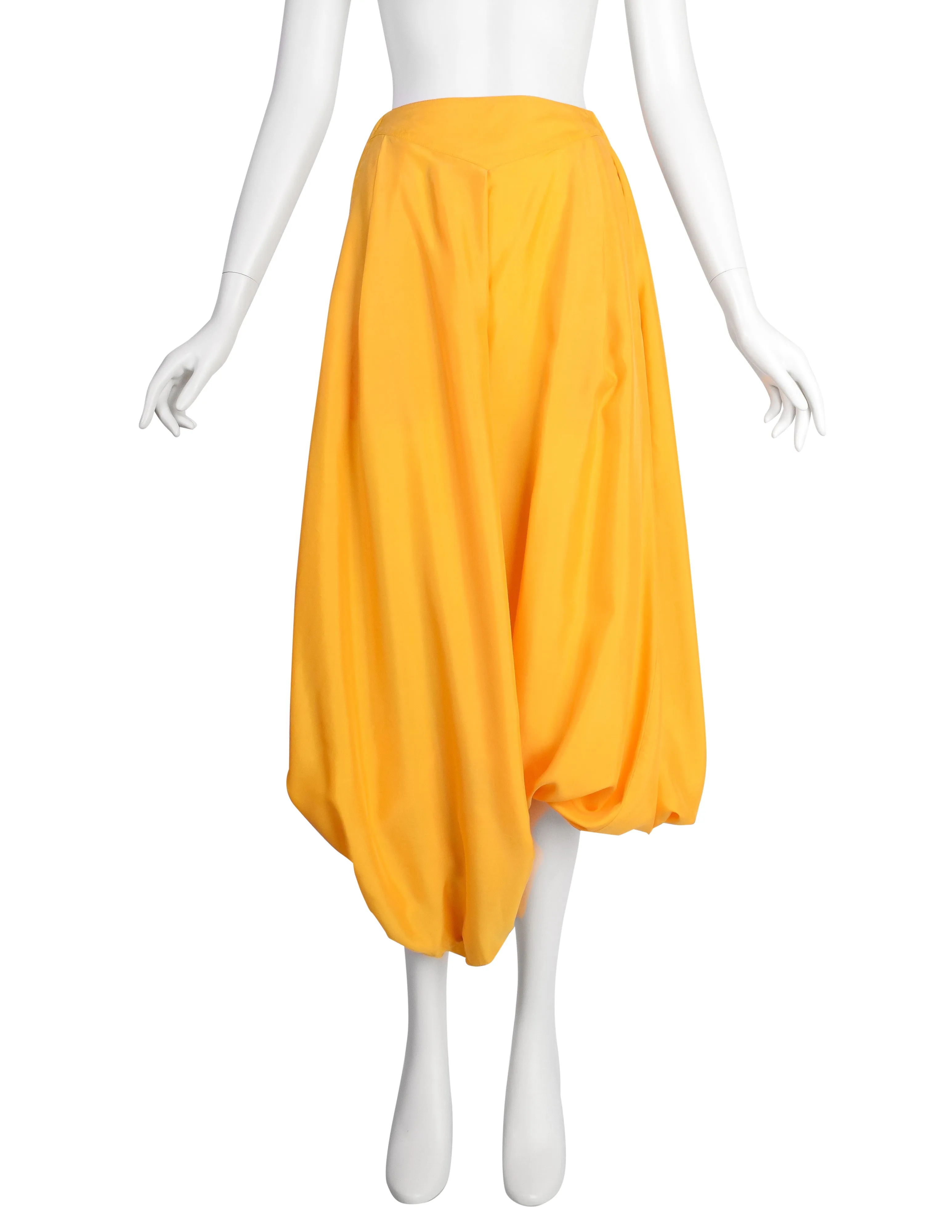 Issey Miyake Vintage 1980s Yellow Silk Oversized Top and Harem Pant Ensemble Set