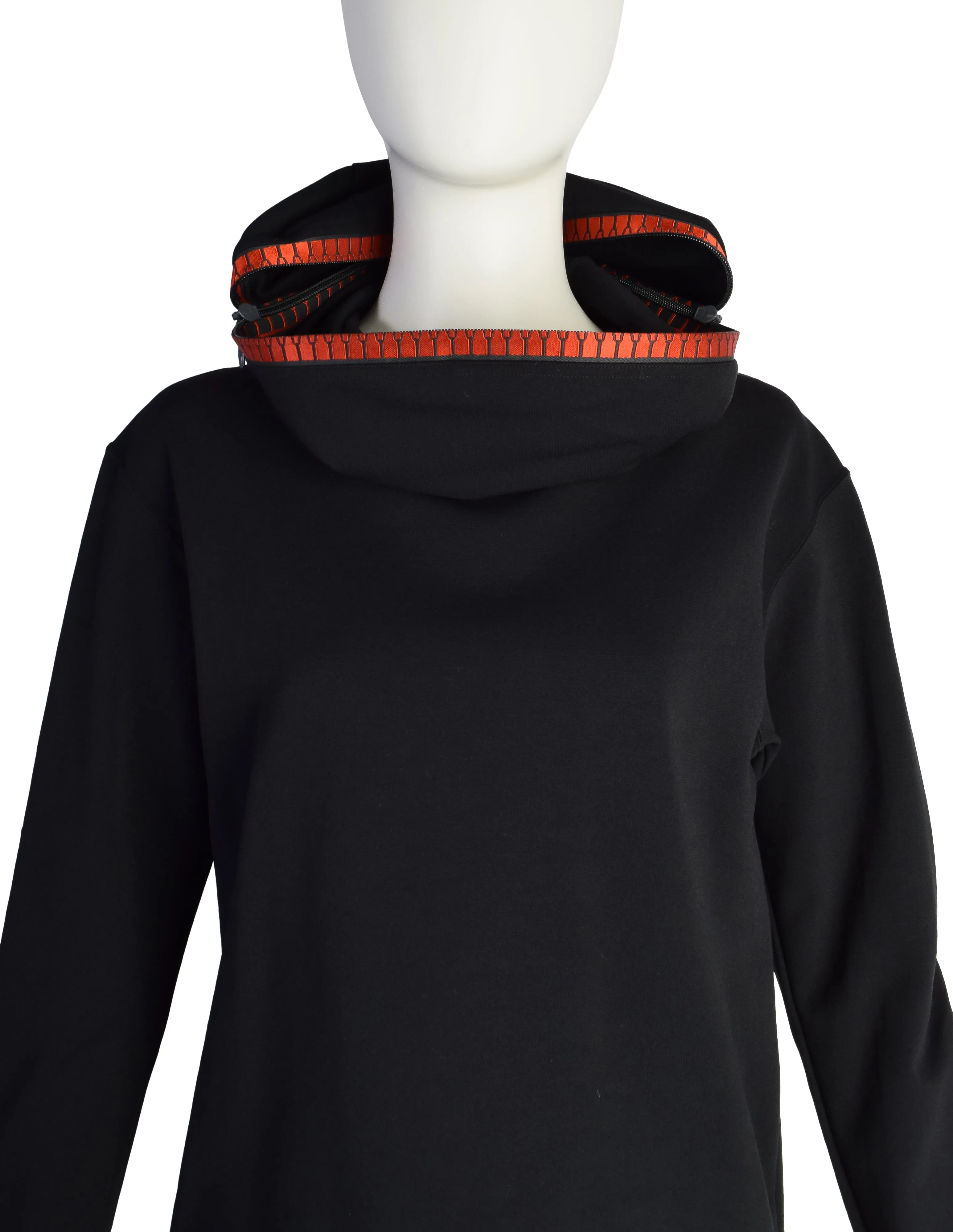 Issey Miyake Vintage AW1991 Iconic Black and Red Zipper Hood Face Top and Pants Ensemble Set