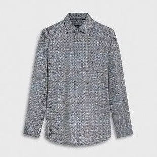 James Geometric OoohCotton Shirt in Truffle by Bugatchi