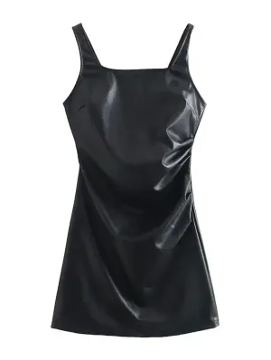 Karisa PU Leather Mini Slip Dress