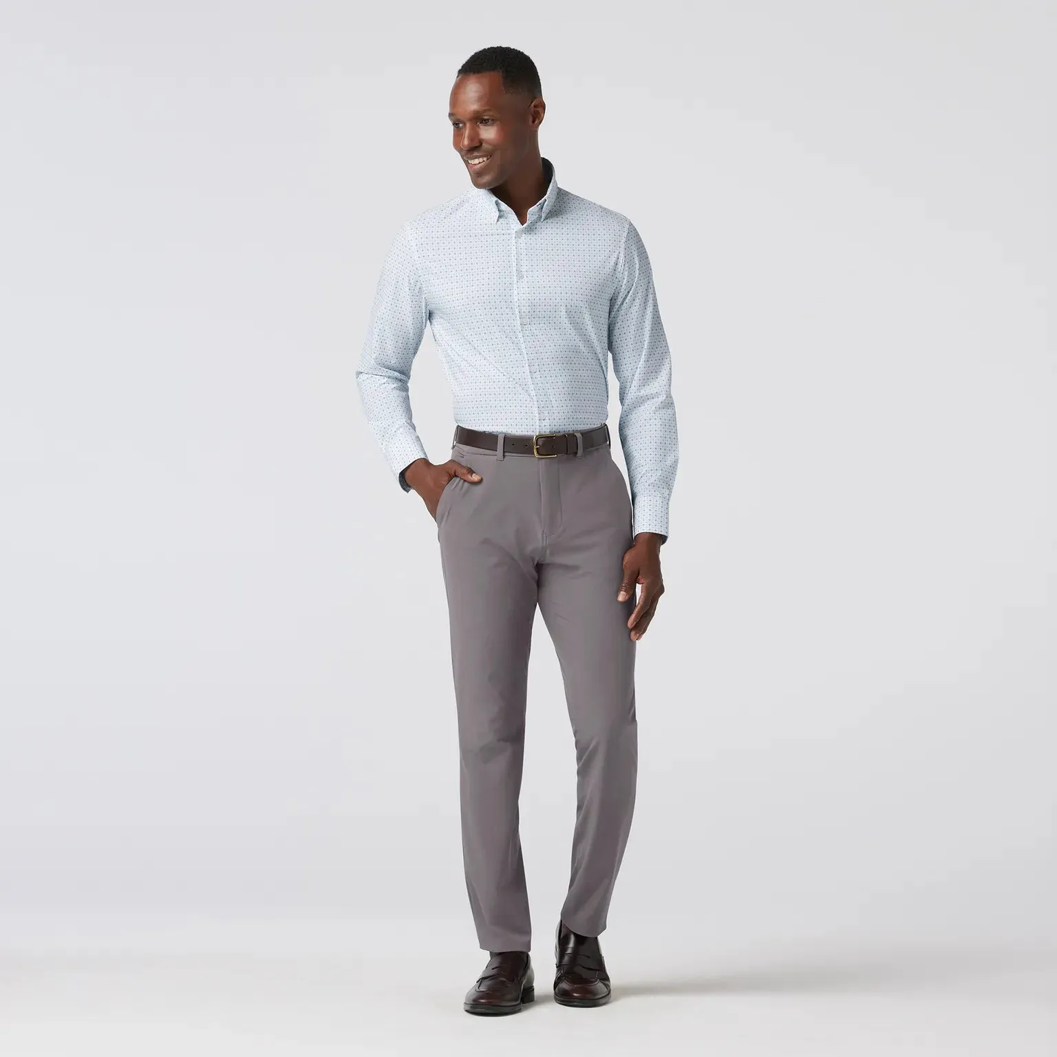 Leeward Dress Shirt in White Hatch Mark by Mizzen Main