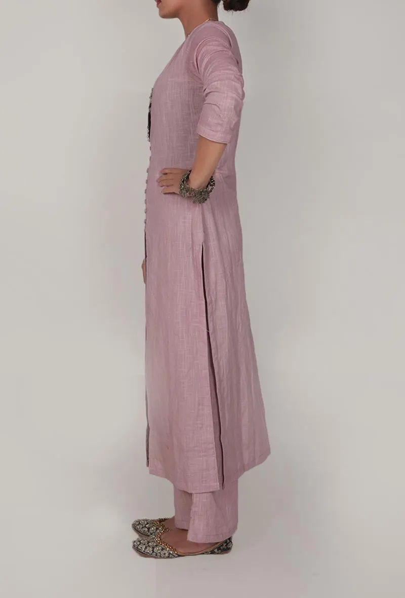 Light Periwinkle Front Slit Kurta and Pants-XXXL