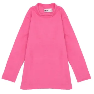 Long-Sleeved Pink Half-Collar T-Shirt