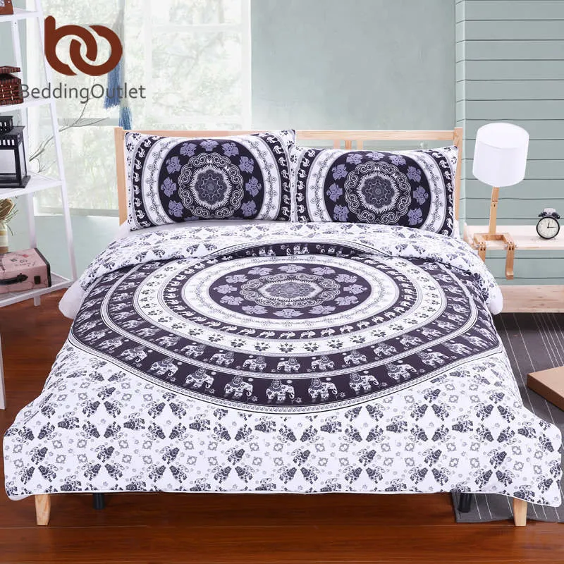 Mandala Bedding Set Concealed Bedspread Duvet Cover 3Pcs Boho Bedlinen Twin Full Queen King