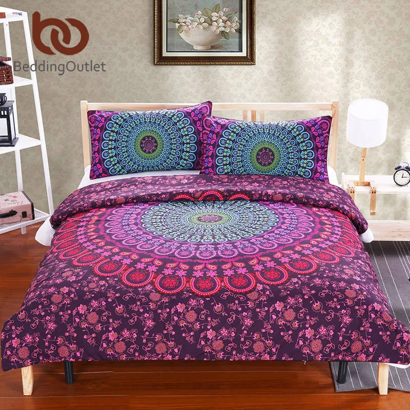 Mandala Bedding Set Concealed Bedspread Duvet Cover 3Pcs Boho Bedlinen Twin Full Queen King