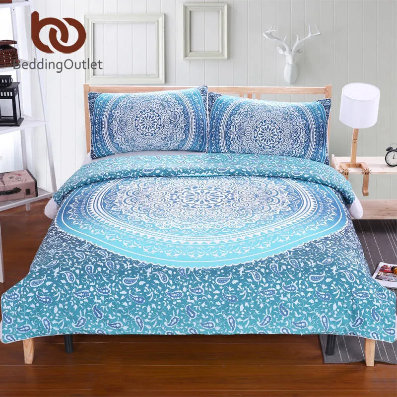 Mandala Bedding Set Concealed Bedspread Duvet Cover 3Pcs Boho Bedlinen Twin Full Queen King