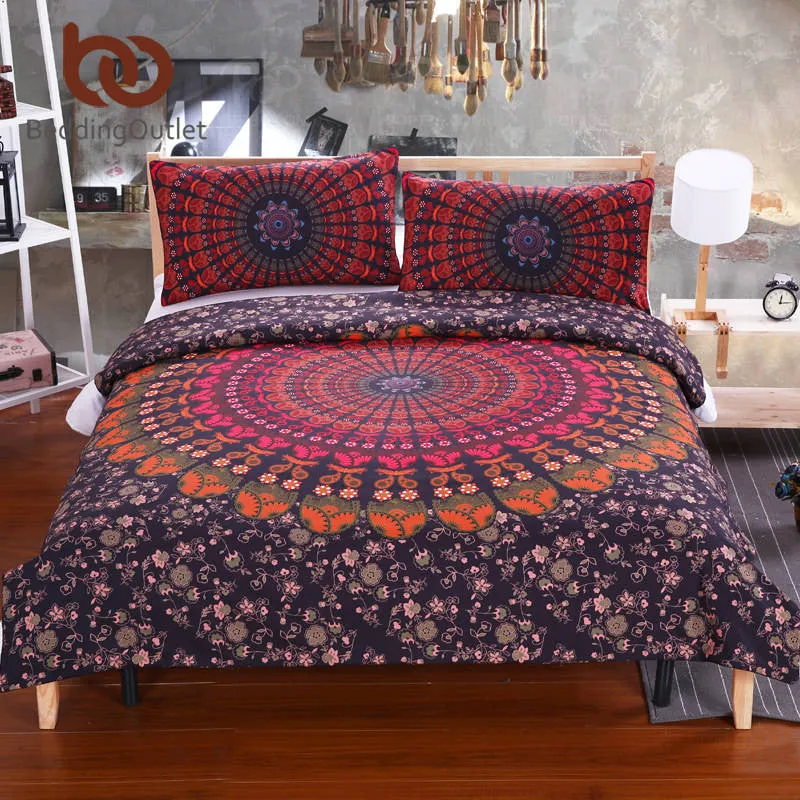 Mandala Bedding Set Concealed Bedspread Duvet Cover 3Pcs Boho Bedlinen Twin Full Queen King