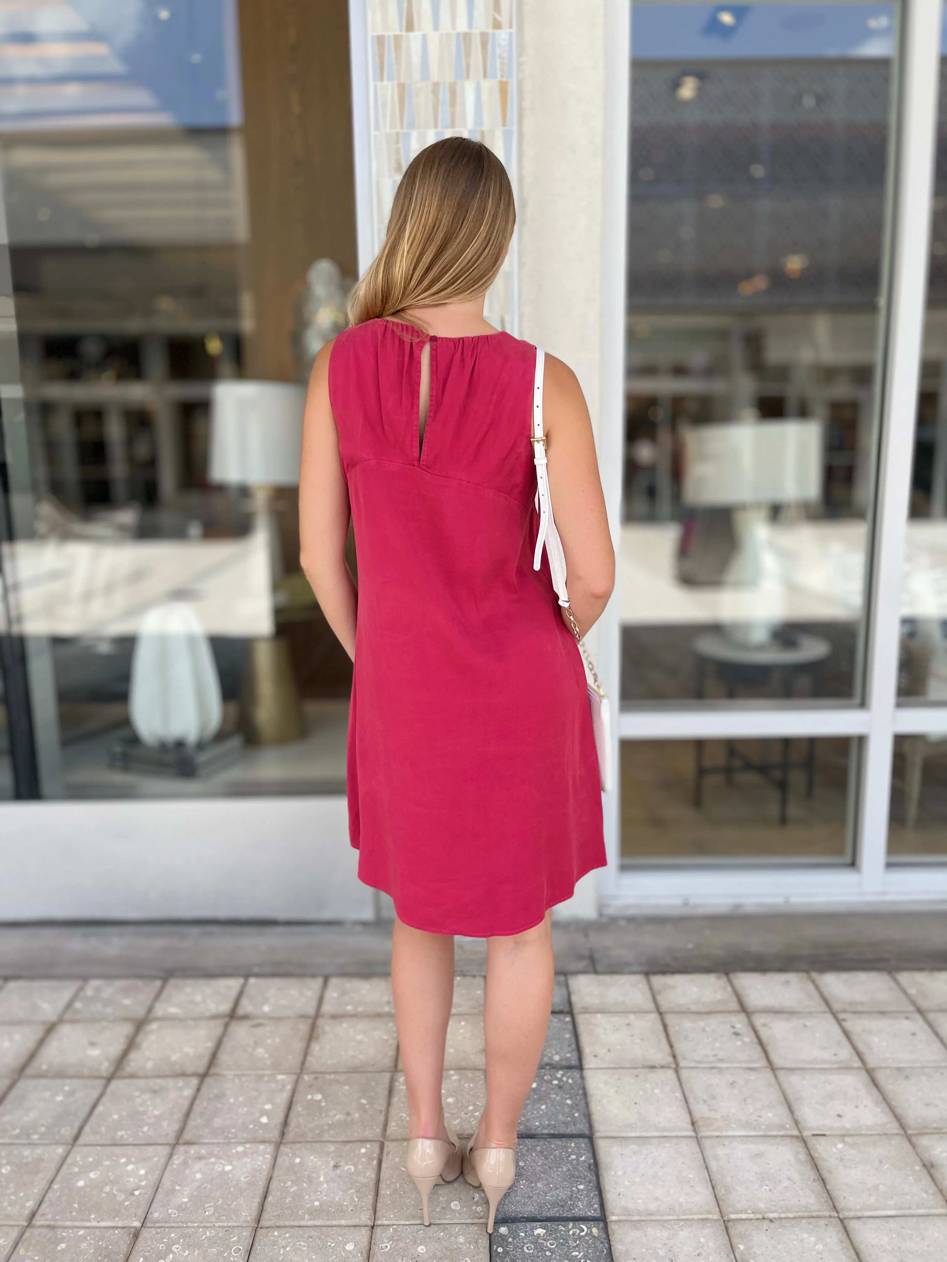 Maven West Sleeveless Trapeze Dress Raspberry