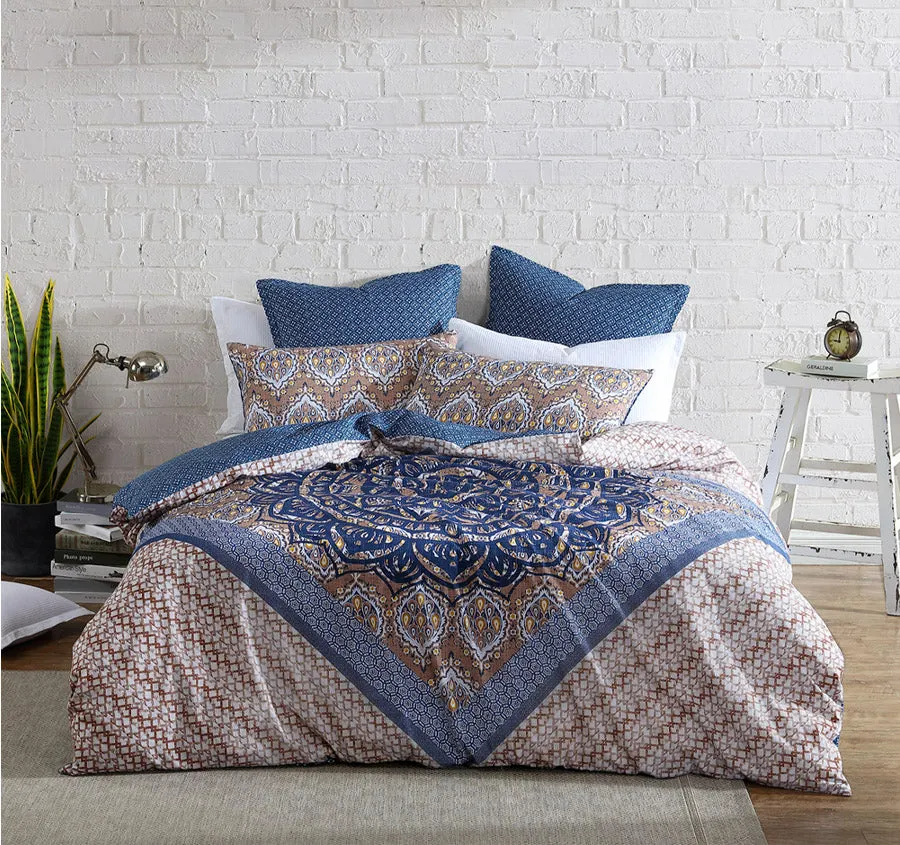 Melia Quilt Cover Set Range Indigo