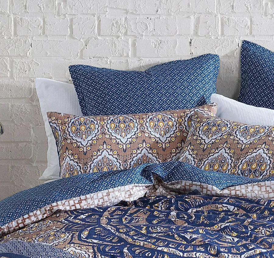 Melia Quilt Cover Set Range Indigo