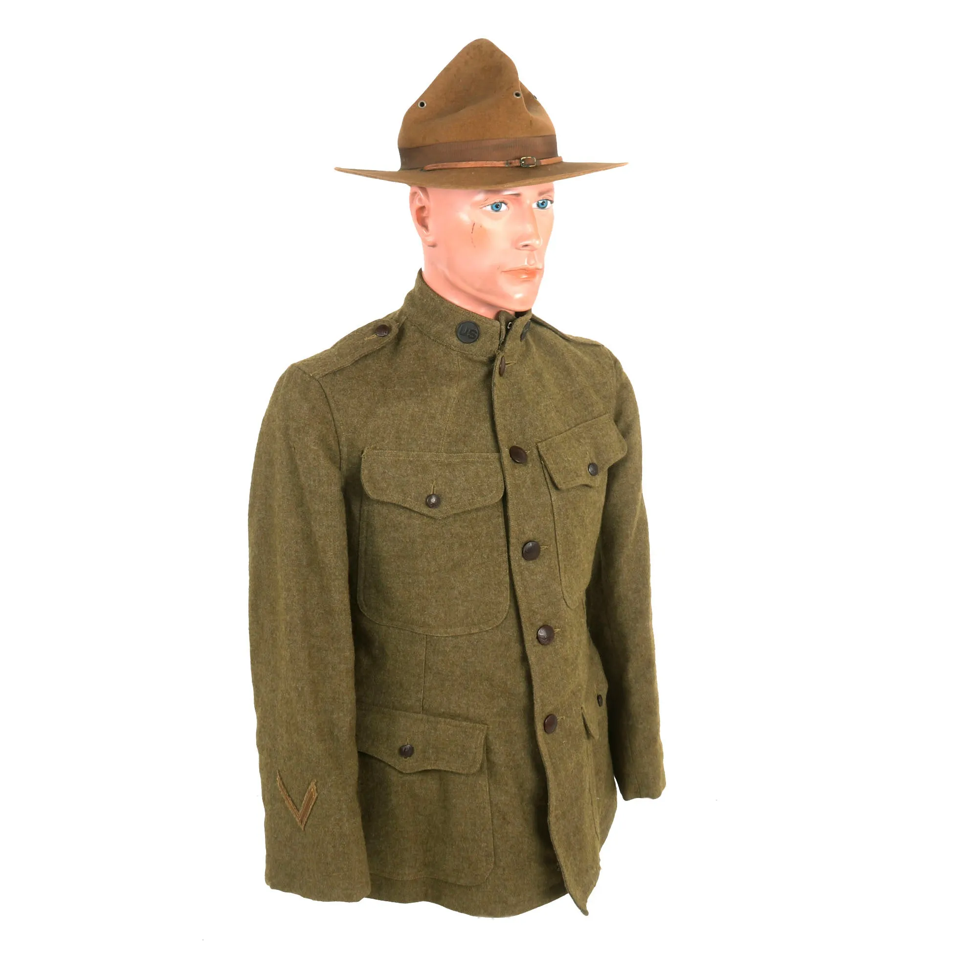 Original Identified US WWI 32nd Division Uniform, Helmet, & Field Gear Grouping - Wounded in Action