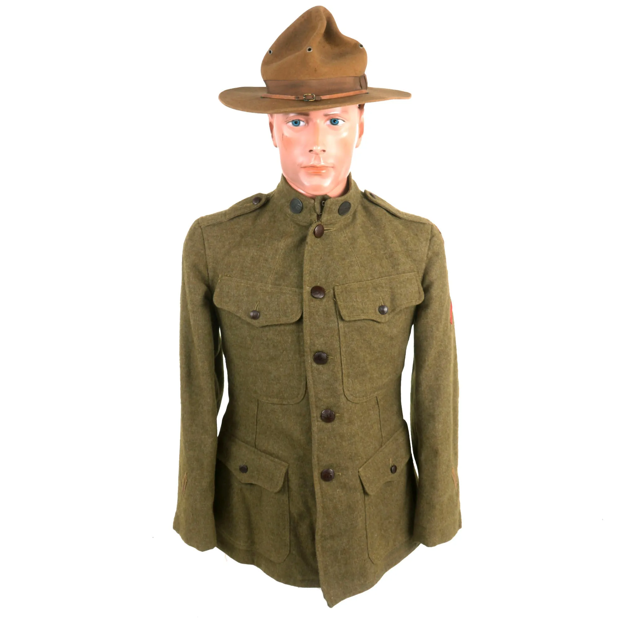 Original Identified US WWI 32nd Division Uniform, Helmet, & Field Gear Grouping - Wounded in Action