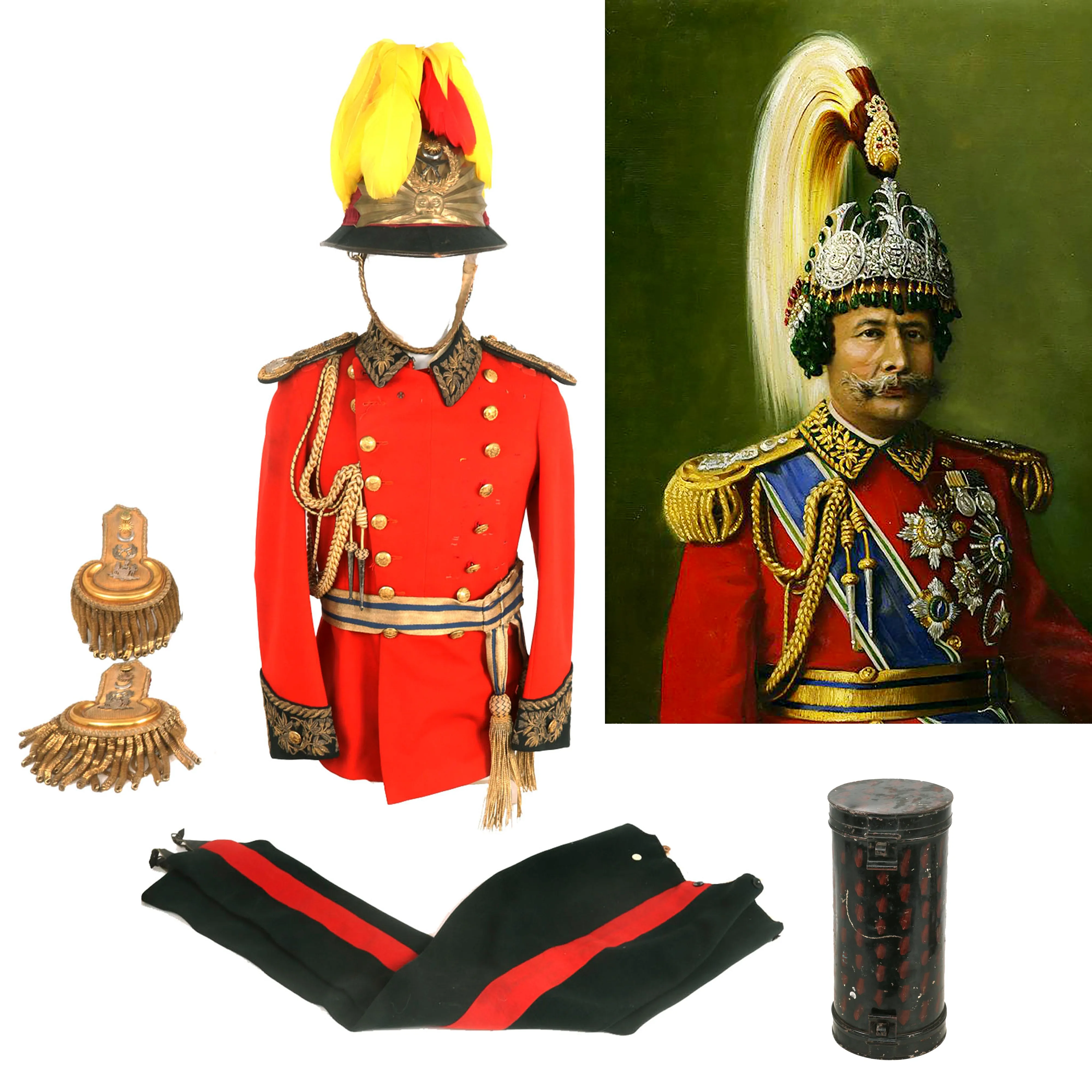 Original Nepalese Pre-WWII Dress Uniform of Maharaja His Highness Mohan Shamsher Jang Bahadur Rana of Nepal GCB, GCIE, GBE, (1885-1967) Prime Minister and Supreme Commander in Chief of Nepal 1948 - 1951