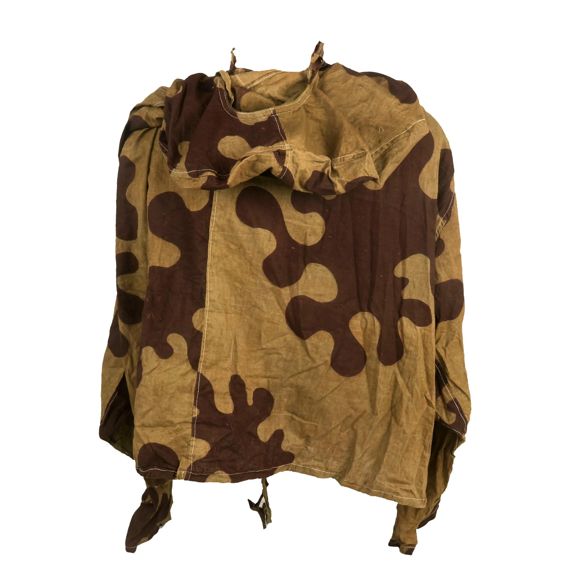 Original Soviet WWII 1941 Dated Makirovochnyi Kamuflirovannyi Kostium MKK “Amoeba” Camouflage Pattern Suit, as Used By Sniper Teams and Scouts - Shirt & Pants With Carry Pouch