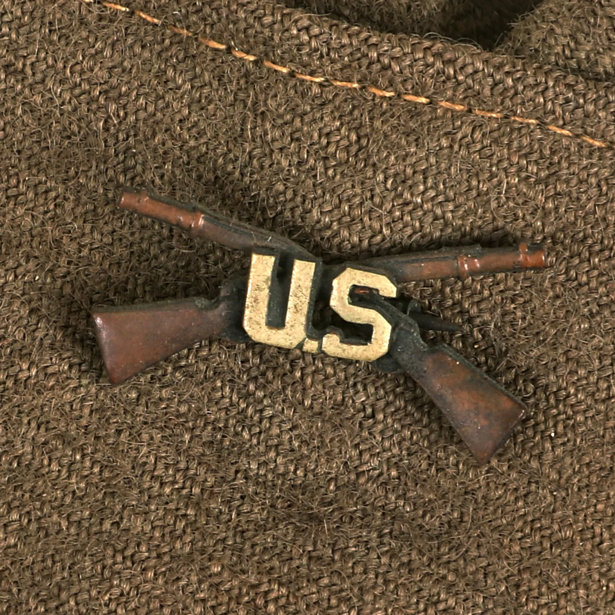 Original U.S. WWI Named Tough ‘Ombres 90th Division Uniform Grouping - Double Patched Uniform - Bag of Captured German Souvenirs