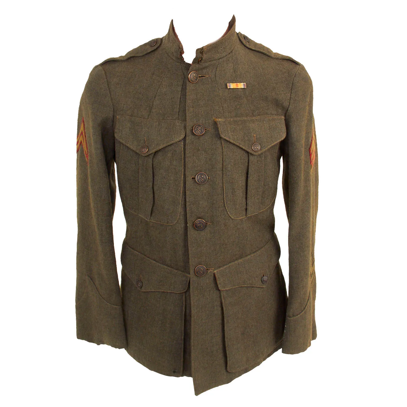 Original U.S. WWI Named US Marine Corps 9th Marine Regiment P1917 Forest Green Uniform Set - Corporal Hoke A. Smith