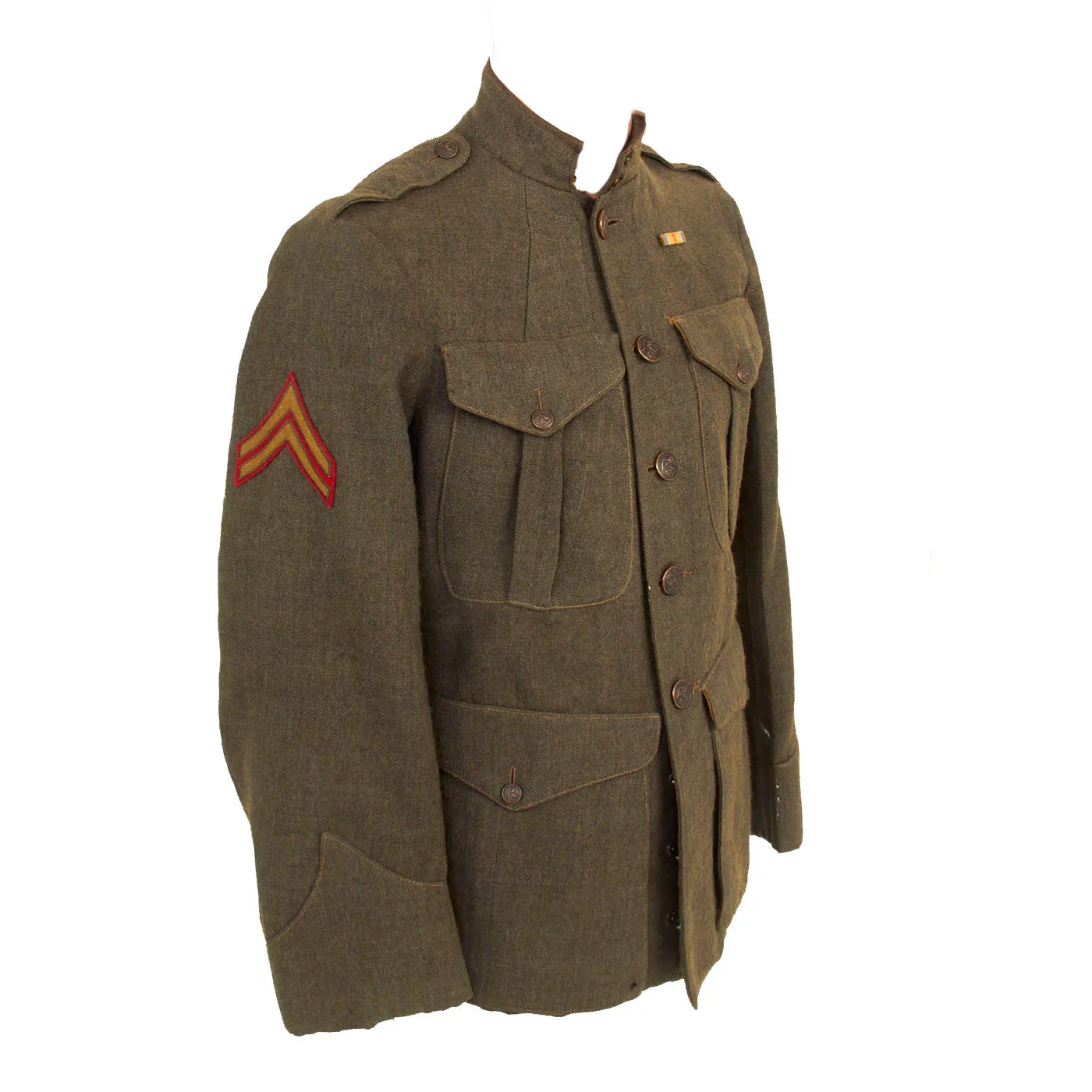 Original U.S. WWI Named US Marine Corps 9th Marine Regiment P1917 Forest Green Uniform Set - Corporal Hoke A. Smith