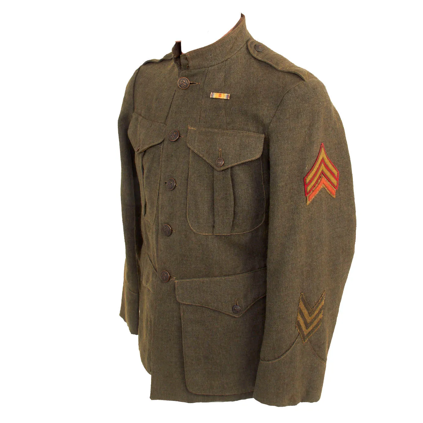 Original U.S. WWI Named US Marine Corps 9th Marine Regiment P1917 Forest Green Uniform Set - Corporal Hoke A. Smith