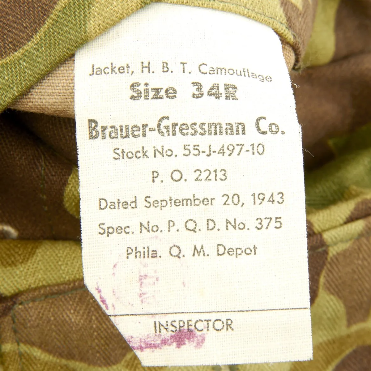 Original U.S. WWII Herringbone Twill Camouflage Jacket and Pants