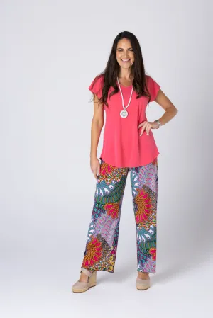 Peacock Wide Leg Jersey Palazzo Pants